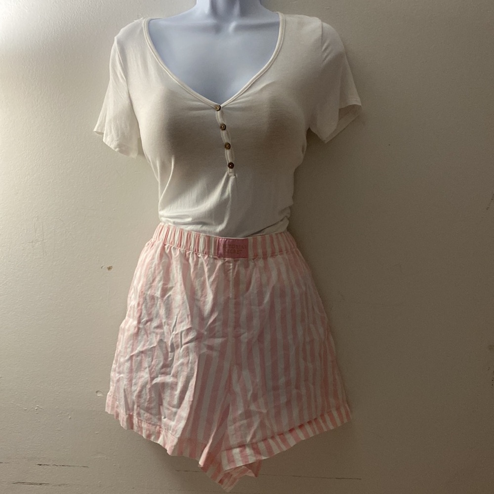 Victoria’s Secret | Pink and White Pajama Shorts